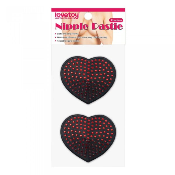 Reusable Red Diamond Heart Nipple Pasties - obrazek 2