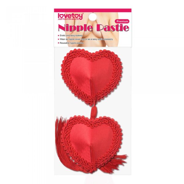 Reusable Red Heart Tassels Nipple Pasties - obrazek 2