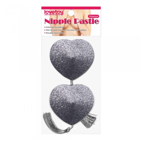 Reusable Glitter Heart Tassel Nipple Pasties - obrazek 2