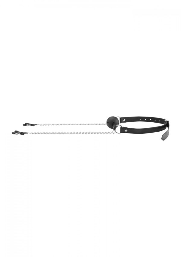 Breathable Ball Gag With Nipple Clamps - obrazek 2