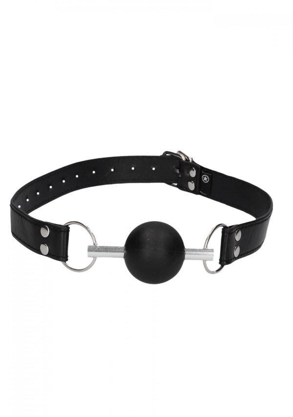 Solid Ball Gag   With Bonded Leather Straps - obrazek 2
