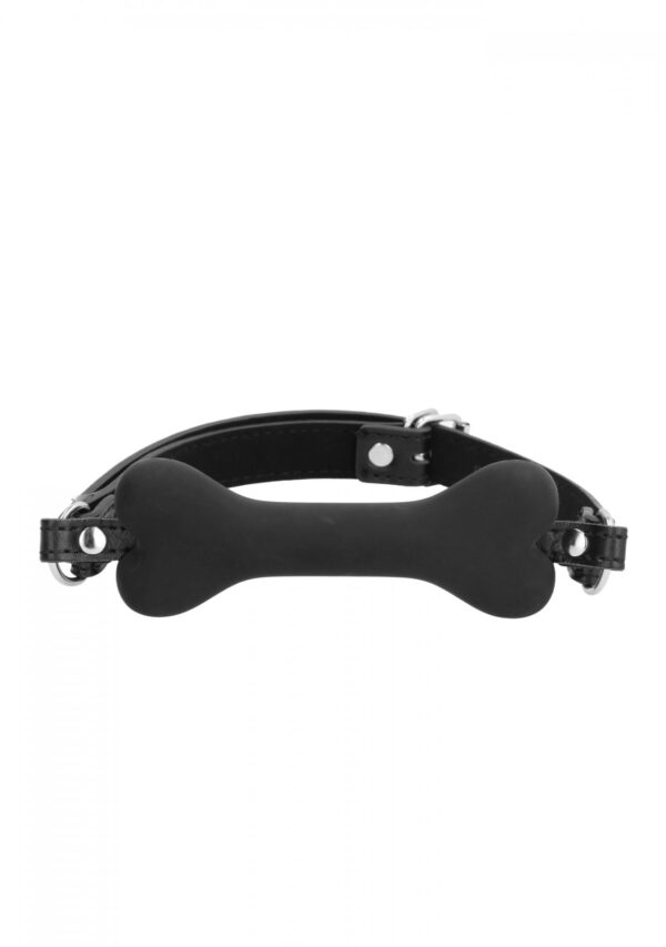 Silicone Bone Gag   With Adjustable Bonded Leather Straps - obrazek 2