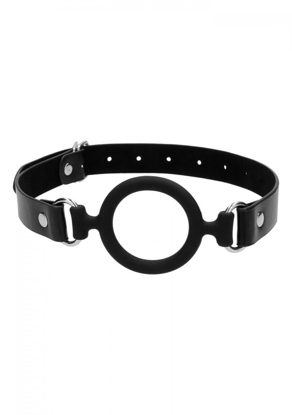 Silicone Ring Gag   With Adjustable Bonded Leather Straps - obrazek 2