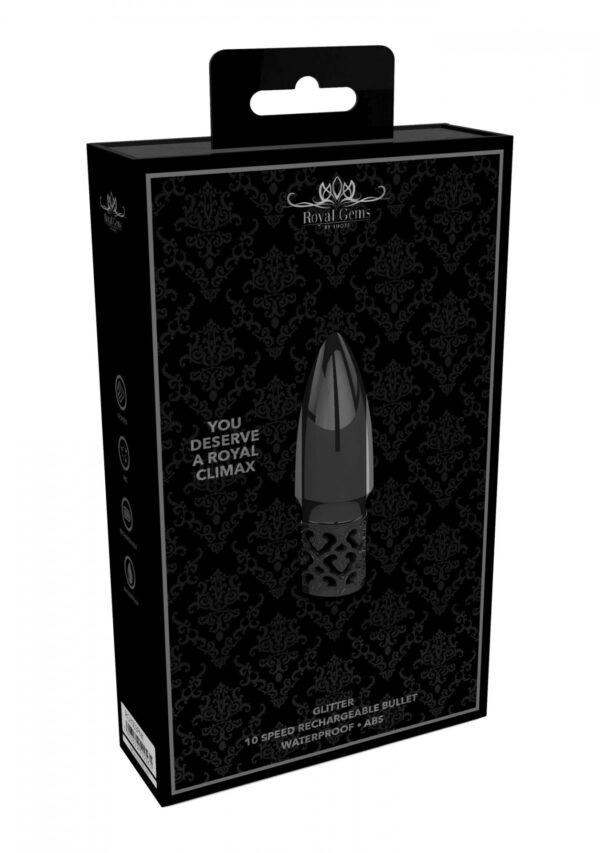 Glitter   Rechargeable ABS Bullet   Gunmetal - obrazek 2