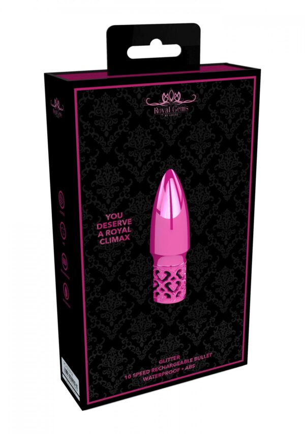 Glitter   Rechargeable ABS Bullet   Pink - obrazek 2