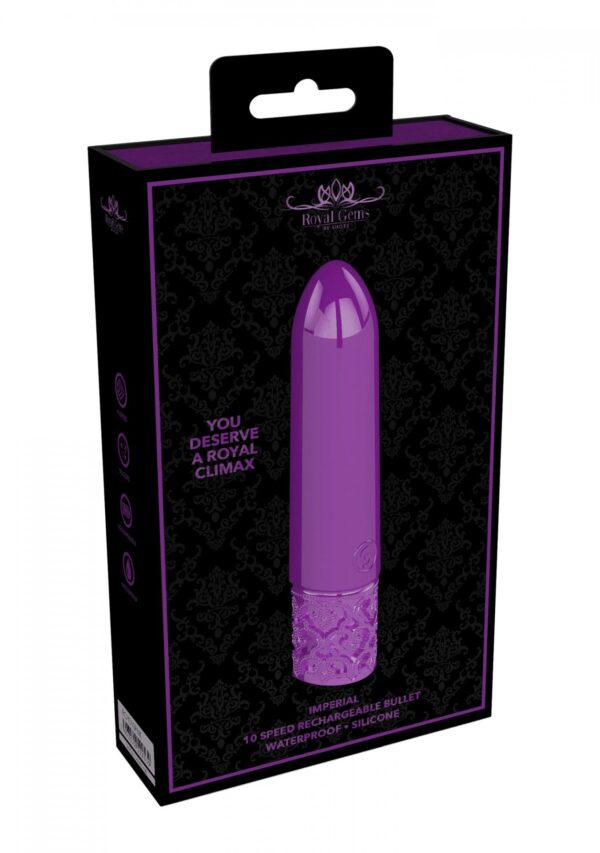 Imperial   Rechargeable Silicone Bullet   Purple - obrazek 2