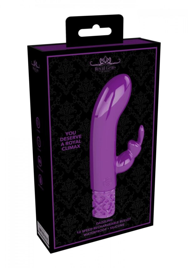 Dazzling   Rechargeable Silicone Bullet   Purple - obrazek 2