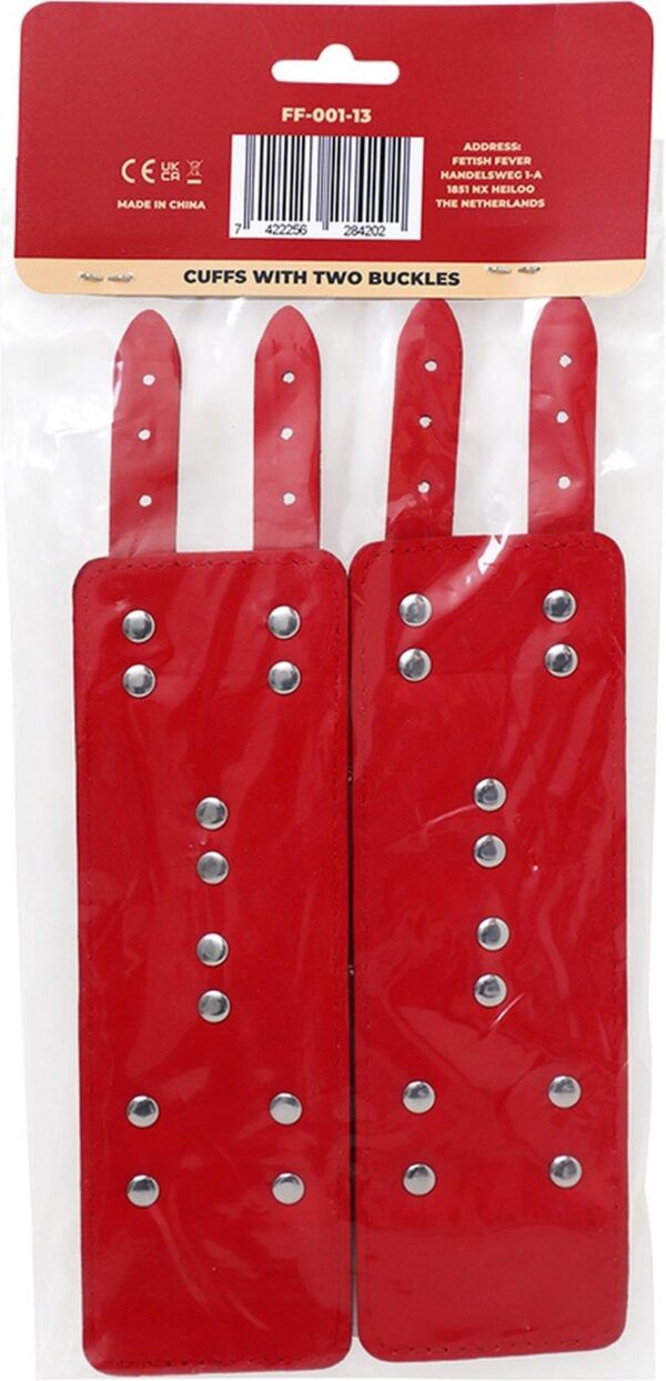 Fetish Fever   Cuffs with two buckles   Red - obrazek 3