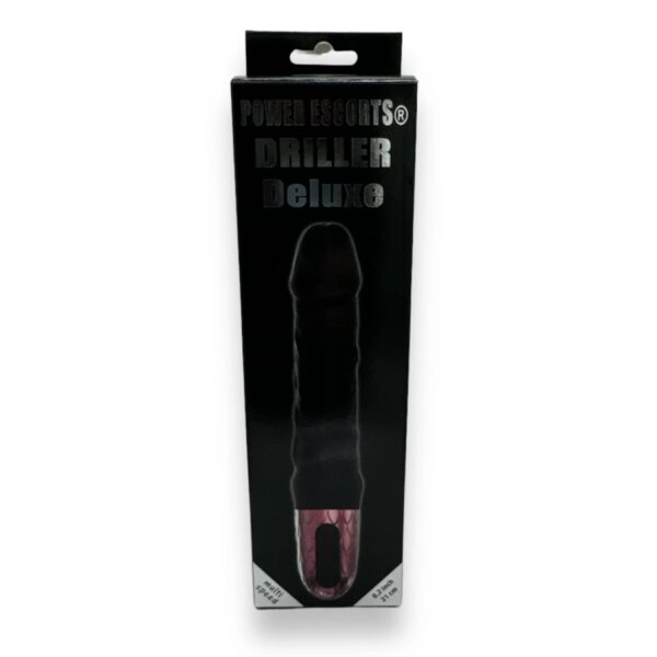 Power Escorts   Driller De Luxe Black   21 Cm / 8.2 Inch Fat Silicone Realistic Vibrator - obrazek 3