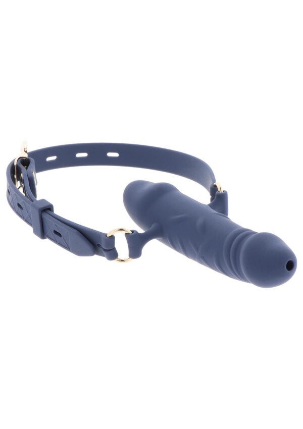 Silicone Breathable Penis Gag Blue - obrazek 3