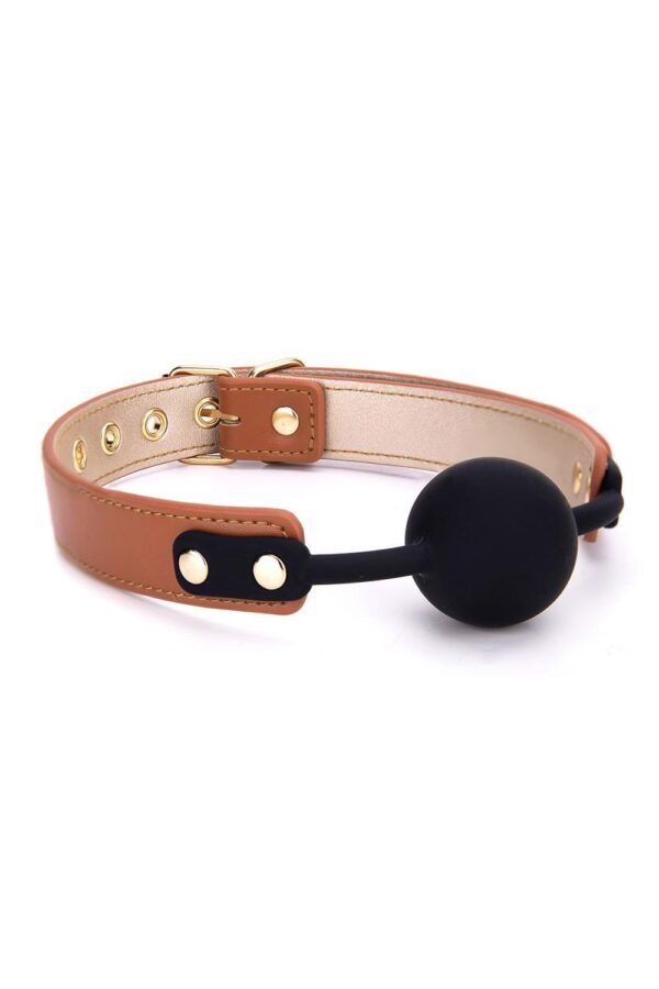 BLAZE ELITE BALL GAG COGNAC VEGAN LEATHER - obrazek 3