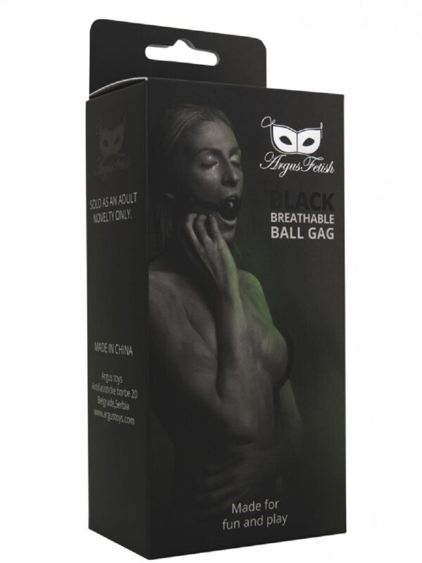 Black Breathable Ball Gag - obrazek 3