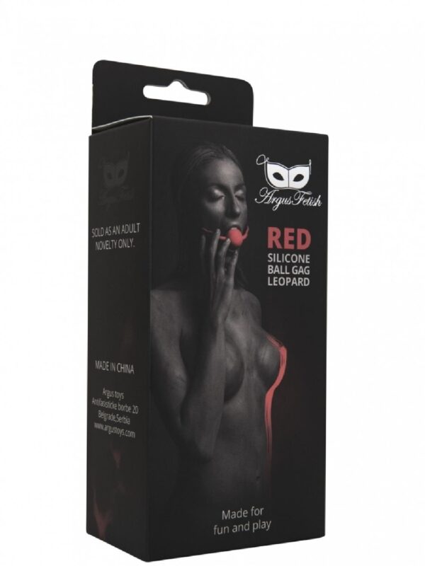 Red Silicone Ball Gag Leopard - obrazek 3