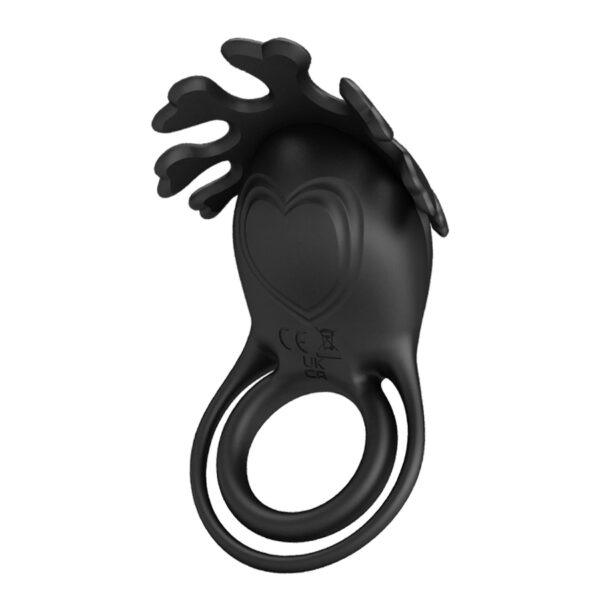 PRETTY LOVE   VIBRANT PENIS RING RUBEN Black, 7 vibration functions - obrazek 3