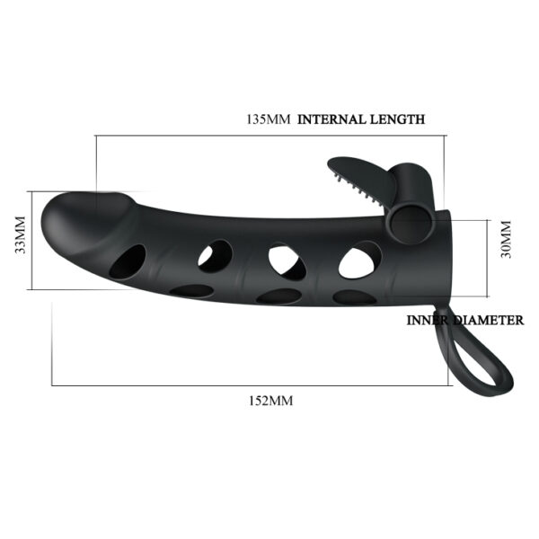 PRETTY LOVE   Vibrating Penis Sleeve with Ball Strap - obrazek 3