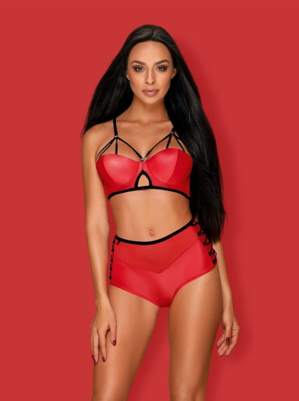 Bielizna  Leatheria komplet 2 częściowy czerwony  S/M - obrazek 3