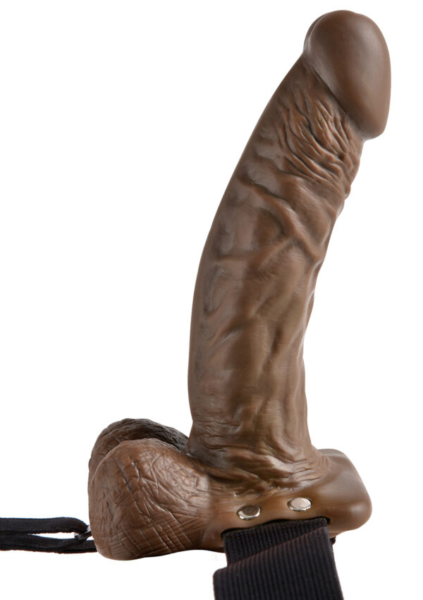 7 inch Hollow Strap On Balls Brown skin tone - obrazek 3
