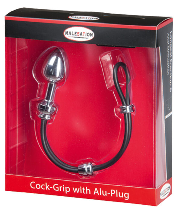 MALESATION Cock Grip with Alu Plug small, chrome - obrazek 3