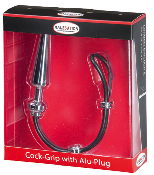 MALESATION Cock Grip with Alu Plug medium, chrome - obrazek 3