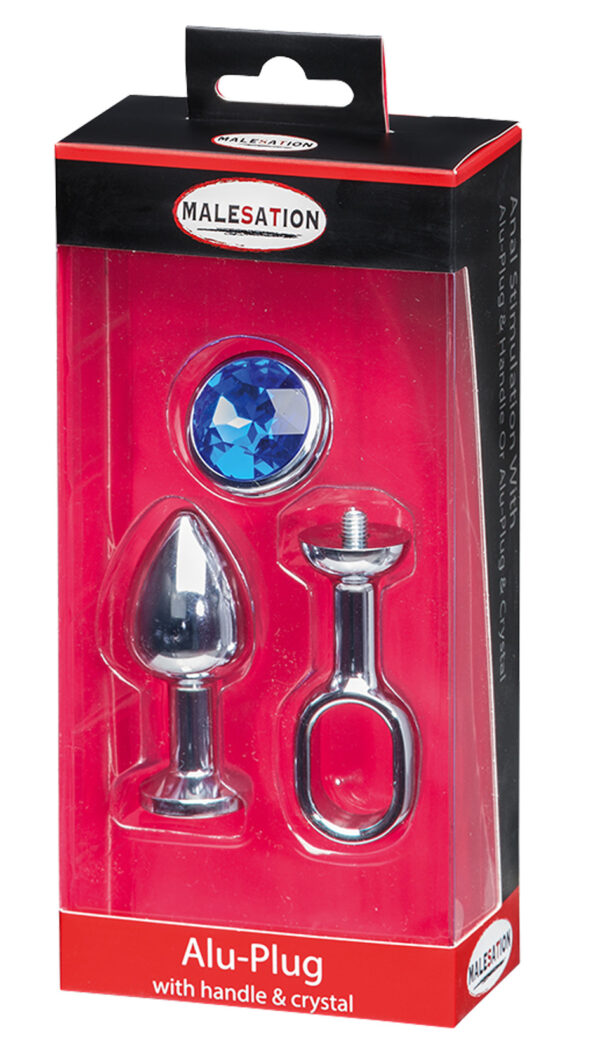 MALESATION Alu Plug with handle & crystal small, chrome - obrazek 3