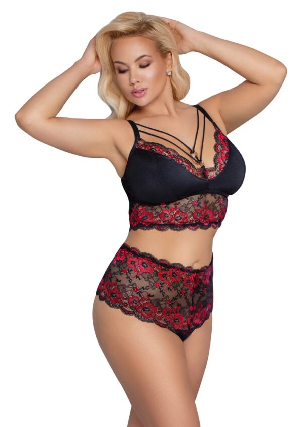 Bra and Briefs black/red 2XL - obrazek 3