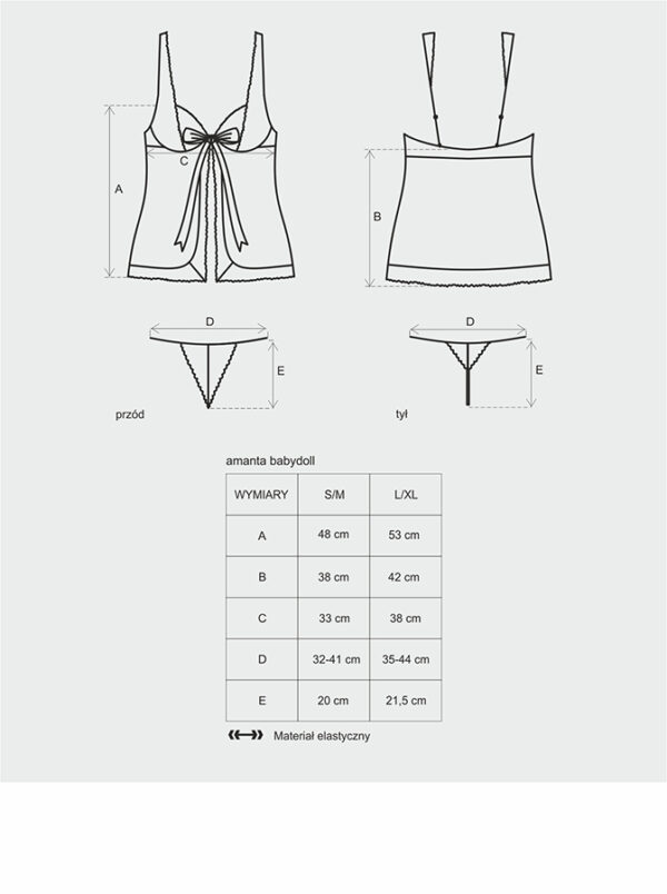 Bielizna Amanta babydoll i stringi  S/M - obrazek 3