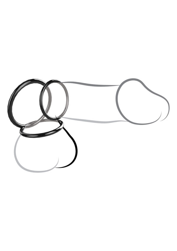 Silicone 3 Ring Stamina Set Black - obrazek 3