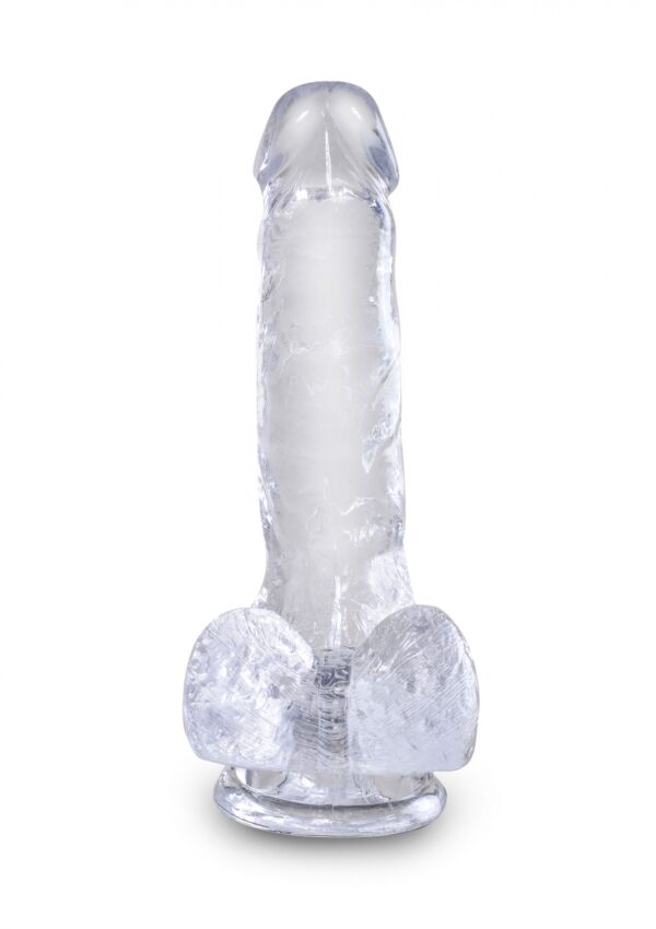 King Cock 6 Inch Cock w Balls Transparent - obrazek 3
