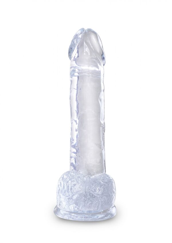 King Cock 7 Inch Cock w Balls Transparent - obrazek 3