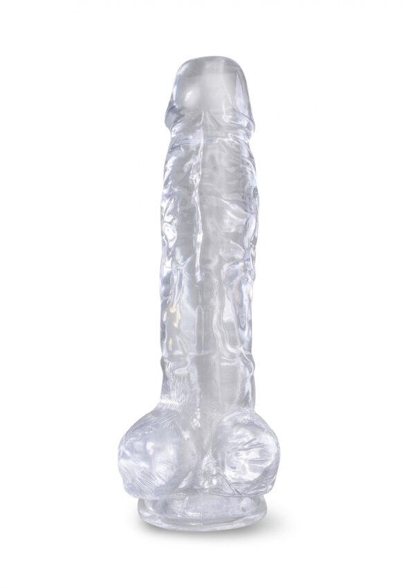 King Cock 8 Inch Cock w Balls Transparent - obrazek 3