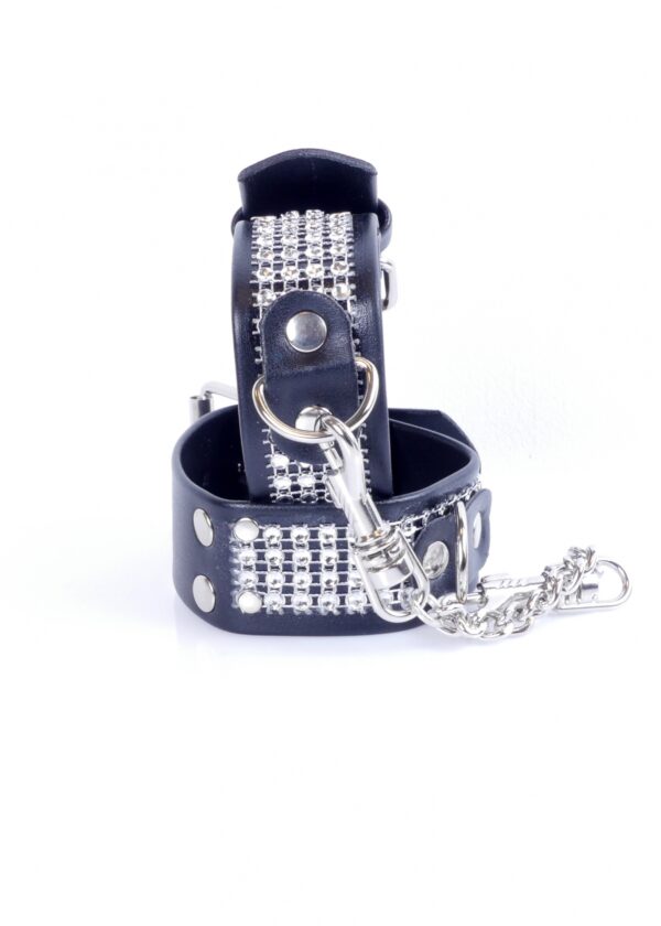 Fetish B   Series Handcuffs with cristals 3 cm Silver - obrazek 3