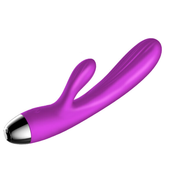 Wibrator Silicone Vibrator and Pulsator Purple USB 7+7 Function / Heating - obrazek 3