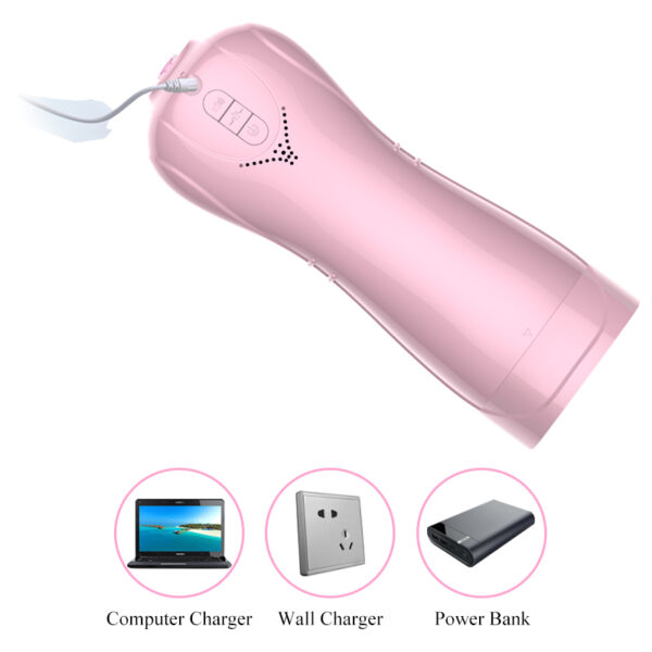 Masturbator Vibrating and Flashing Masturbation Cup USB 7+7 Function / Talk Mode (Pink) - obrazek 3