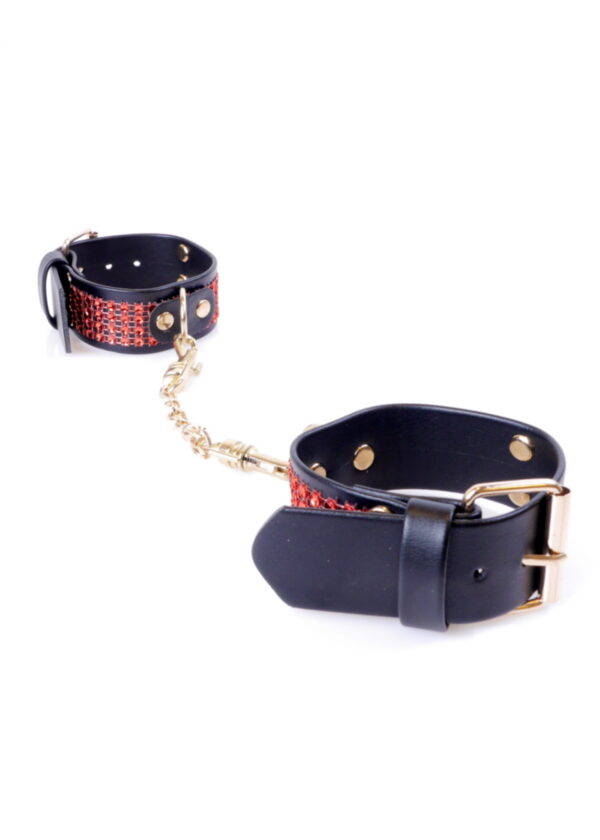 Fetish B   Series Handcuffs with cristals 3 cm Red Line - obrazek 3