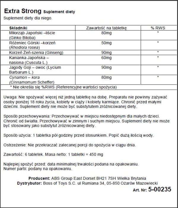 Supl.diety Extra Strong 6 Capsules - obrazek 3