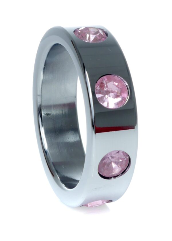 Pierścień Metal Cock Ring with Rose Diamonds Large - obrazek 3
