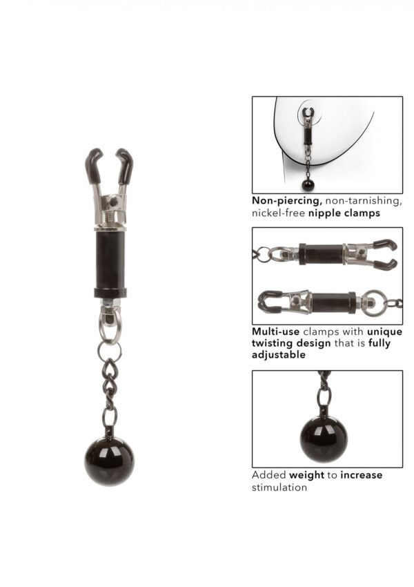 Weighted Twist Nipple Clamps Silver - obrazek 3