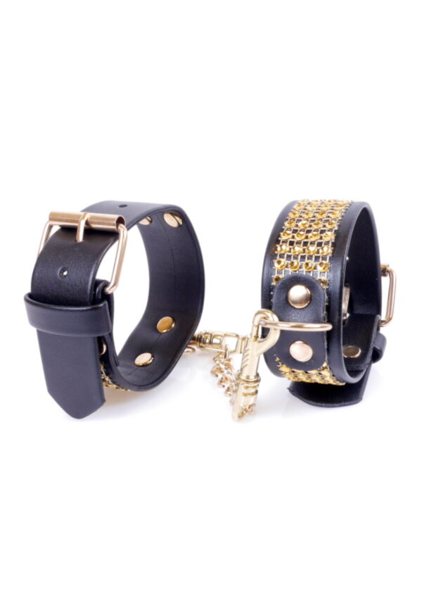 Fetish B   Series Handcuffs with cristals 3 cm Gold - obrazek 3
