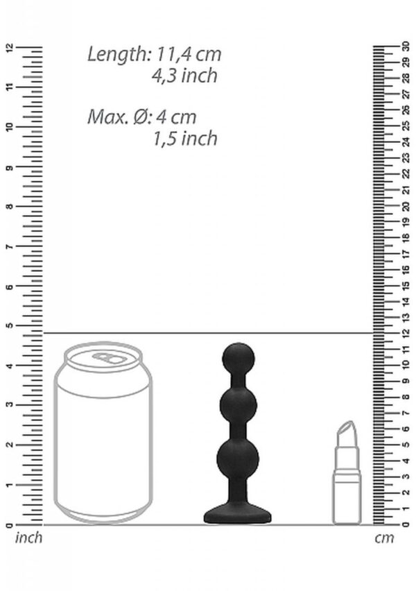 Silicone Beaded Diamond Butt Plug   Black - obrazek 3