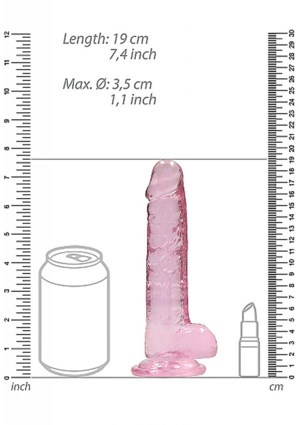 7 / 18 cm Realistic Dildo With Balls   Pink - obrazek 3