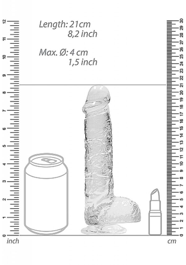 8 / 20 cm Realistic Dildo With Balls   Transparent - obrazek 3