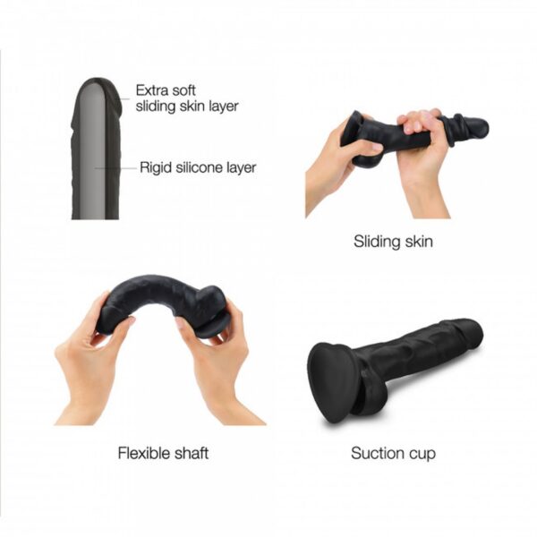 SLIDING SKIN REALISTIC DILDO BLACK S - obrazek 3