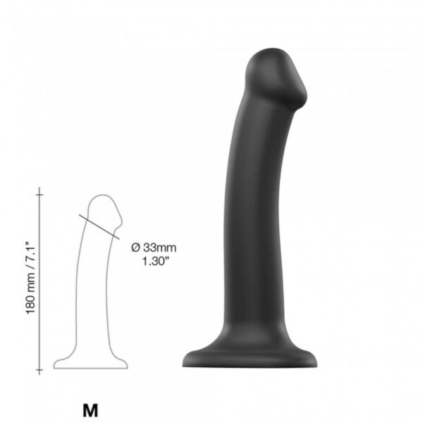 SEMI REALISTIC DUAL DENSITY BENDABLE DILDO BLACK   M - obrazek 3