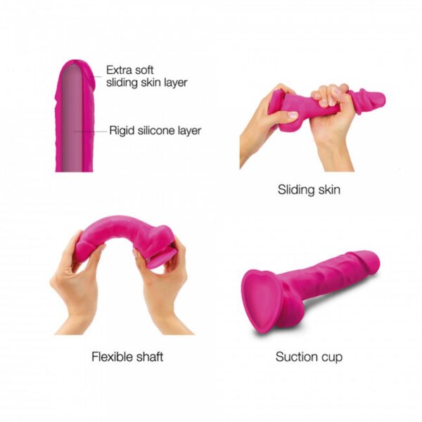 SLIDING SKIN REALISTIC DILDO FUSHIA S - obrazek 3