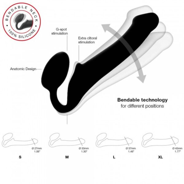 SEMI REALISTIC BENDABLE STRAP ON BLACK   S - obrazek 3