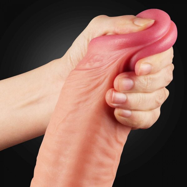 12 Dual Layered Platinum Silicone Cock - obrazek 3