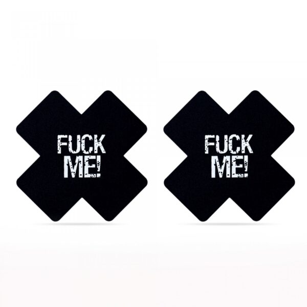 FUCK ME Cross Pattern Nipple Pasties (2 Pack) - obrazek 3