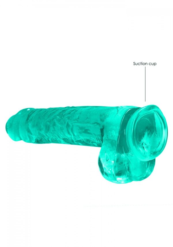 9 / 25 cm Realistic Dildo With Balls   Turquoise - obrazek 3