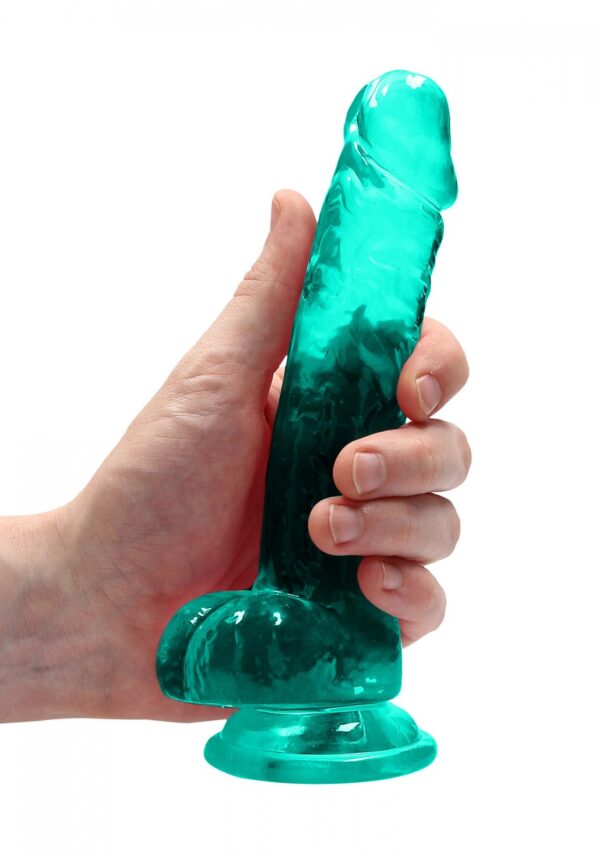 7 / 19 cm Realistic Dildo With Balls   Turquoise - obrazek 3