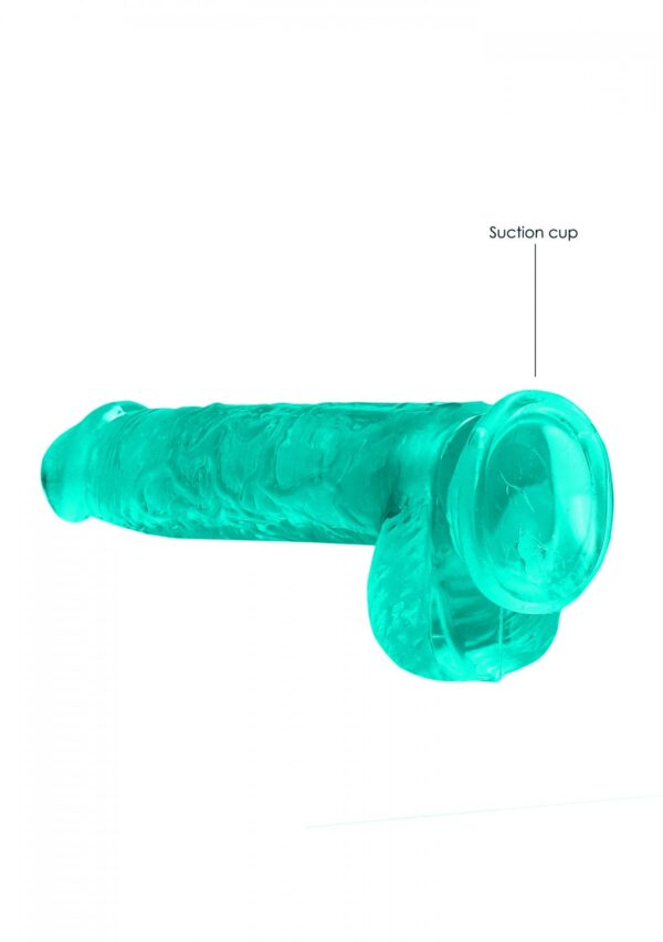 6 / 15 cm Realistic Dildo With Balls   Turquoise - obrazek 3